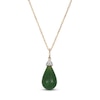 Thumbnail Image 1 of Pear-Shaped Natural Nephrite Jade & Diamond Necklace 1/20 ct tw 14K Yellow Gold 18&quot;