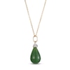 Thumbnail Image 2 of Pear-Shaped Natural Nephrite Jade & Diamond Necklace 1/20 ct tw 14K Yellow Gold 18&quot;