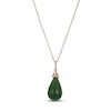 Thumbnail Image 3 of Pear-Shaped Natural Nephrite Jade & Diamond Necklace 1/20 ct tw 14K Yellow Gold 18&quot;