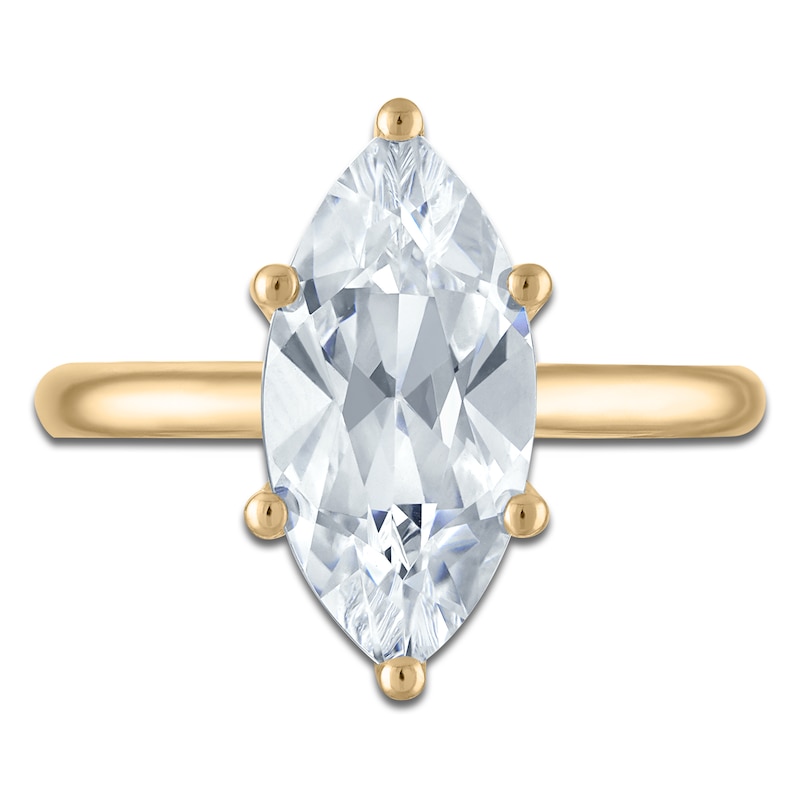 Main Image 3 of Marquise-Cut Lab-Created Diamond Solitaire Plus Engagement Ring 3 ct tw 18K Yellow Gold (VS2/F)