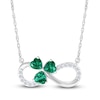 Thumbnail Image 1 of Heart-Shaped Lab-Created Emerald & White Lab-Created Sapphire Shamrock Infinity Necklace Sterling Silver 18&quot;