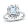 Thumbnail Image 1 of Rectangle-Cut Natural Aquamarine Ring 1/4 ct tw 14K White Gold