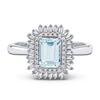 Thumbnail Image 3 of Rectangle-Cut Natural Aquamarine Ring 1/4 ct tw 14K White Gold