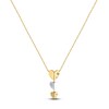 Thumbnail Image 3 of Multi-Diamond Heart Trio Drop Necklace 1/5 ct tw 10K Yellow Gold & Sterling Silver 18&quot;