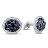 Thumbnail Image 1 of Men's Natural Blue Sapphire & Natural White Sapphire Halo Cufflinks Sterling Silver