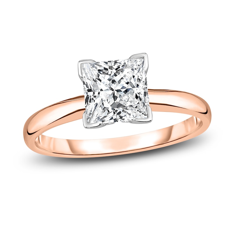 Main Image 1 of Diamond Solitaire Engagement Ring 1 ct tw Princess 14K Rose Gold (I2/I)