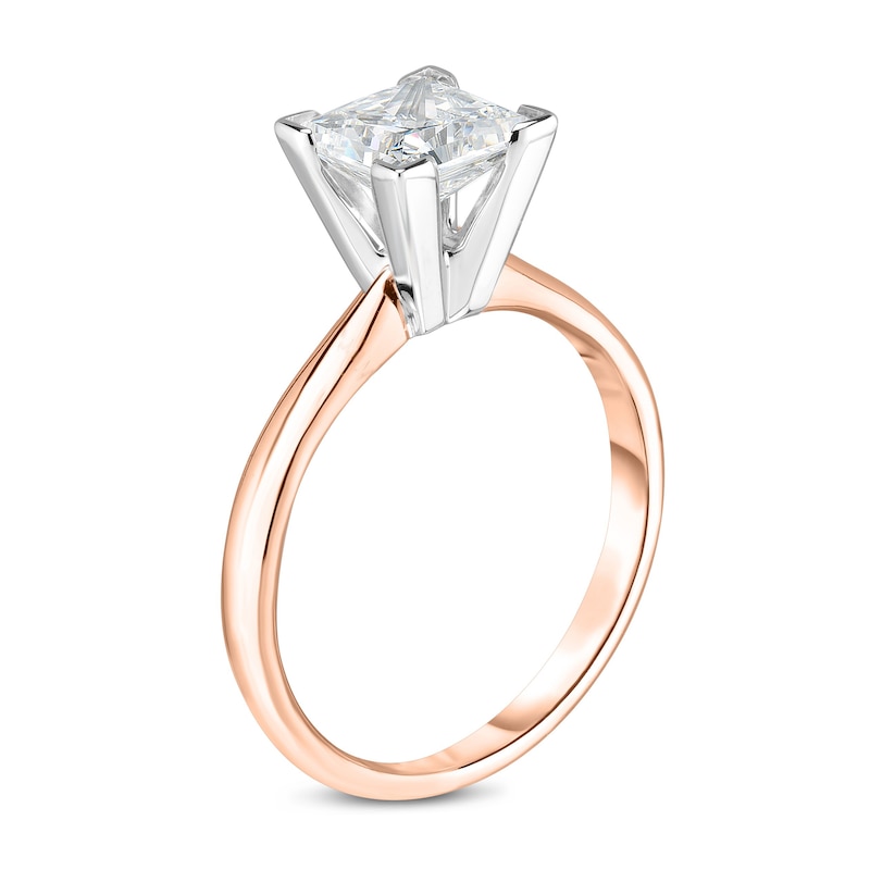 Main Image 2 of Diamond Solitaire Engagement Ring 1 ct tw Princess 14K Rose Gold (I2/I)