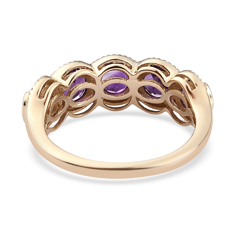 Natural African Amethyst Anniversary Ring 14K Yellow Gold