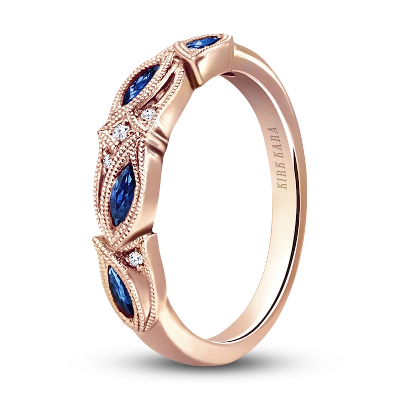 Kirk Kara Natural Blue Sapphire Anniversary Band Diamond Accents 14K Rose Gold