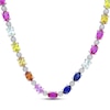 Thumbnail Image 1 of Multi-Color Lab-Created Sapphire Tennis Necklace Sterling Silver 16&quot;