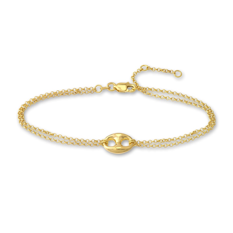 Main Image 1 of Puffy Mariner Rolo Chain Bracelet 14K Yellow Gold 7.5&quot;