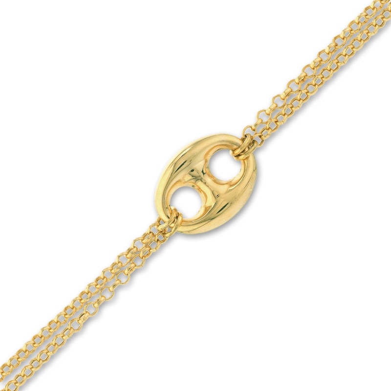 Main Image 2 of Puffy Mariner Rolo Chain Bracelet 14K Yellow Gold 7.5&quot;