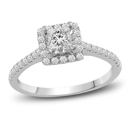 Diamond Engagement Ring 3/4 ct tw Princess/Round 14K White Gold