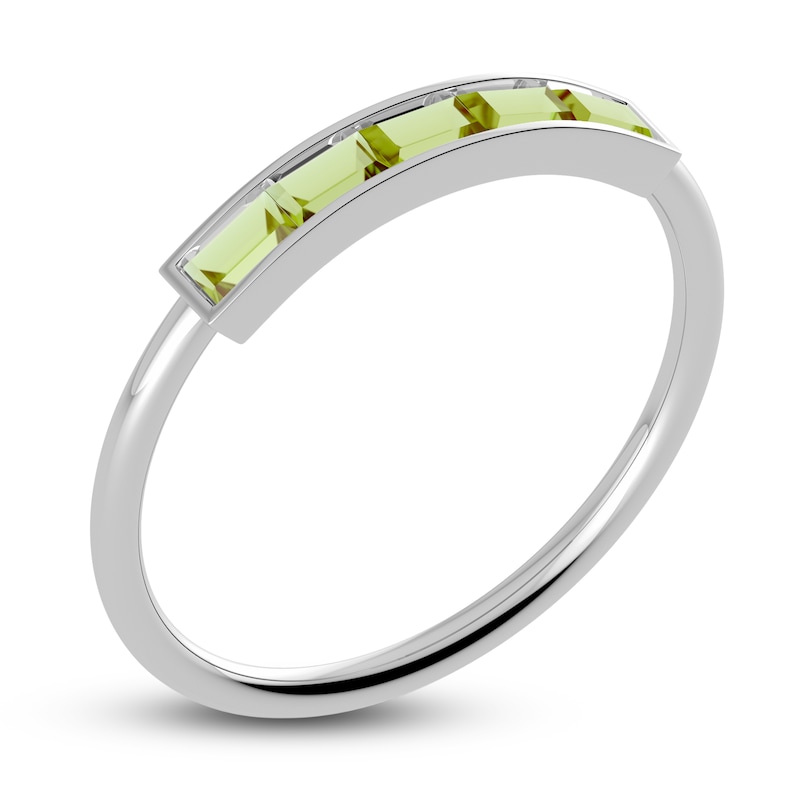 Main Image 2 of Juliette Maison Natural Peridot Baguette Bar Ring 10K White Gold