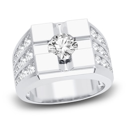 Men's Lab-Created Diamond Ring 3 ct tw Round 14K White Gold