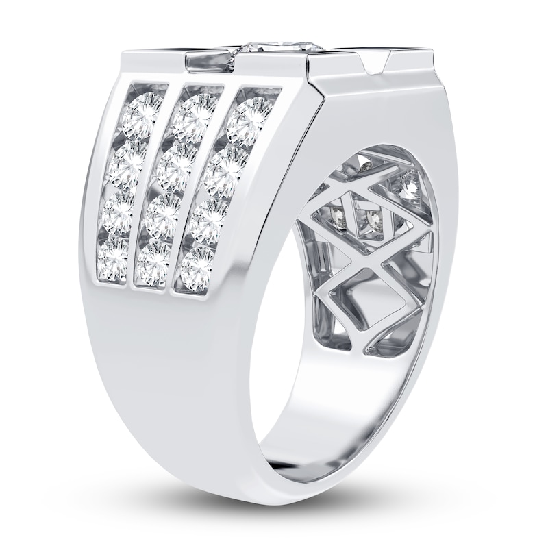 Main Image 2 of Men's Lab-Created Diamond Ring 3 ct tw Round 14K White Gold