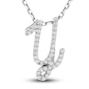 Thumbnail Image 1 of Diamond Initial Y Pendant Necklace 1/10 ct tw Round 10K White Gold