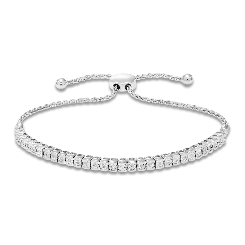 Main Image 1 of Diamond Bolo Bracelet 1/4 ct tw Round Sterling Silver