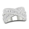 Thumbnail Image 1 of Lab-Created Diamond Criss-Cross Ring 1-3/4 ct tw Round/Baguette 14K White Gold