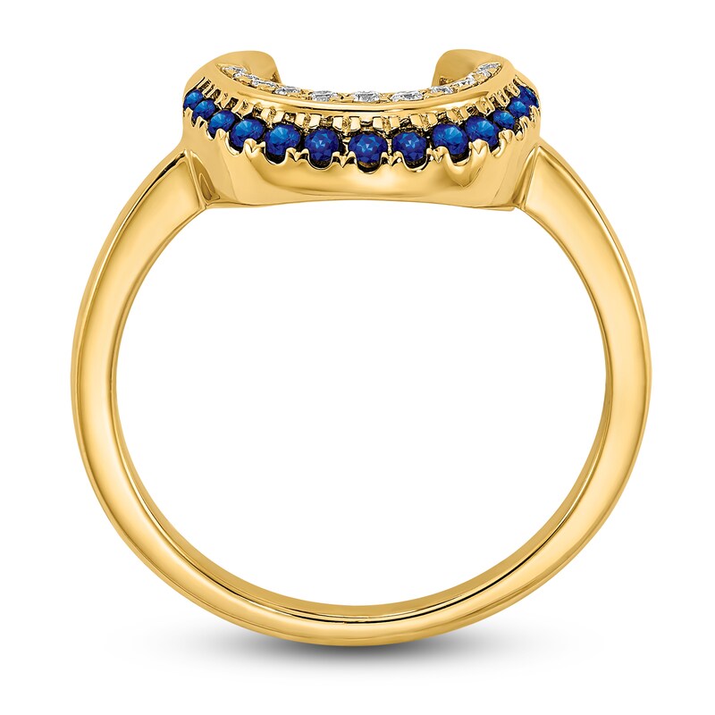 Main Image 2 of Natural Blue Sapphire Ring 1/20 ct tw Diamonds 14K Yellow Gold