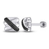 Thumbnail Image 1 of Y-Knot Men's Black Diamond Cuff Links 1/2 ct tw Round Sterling Silver