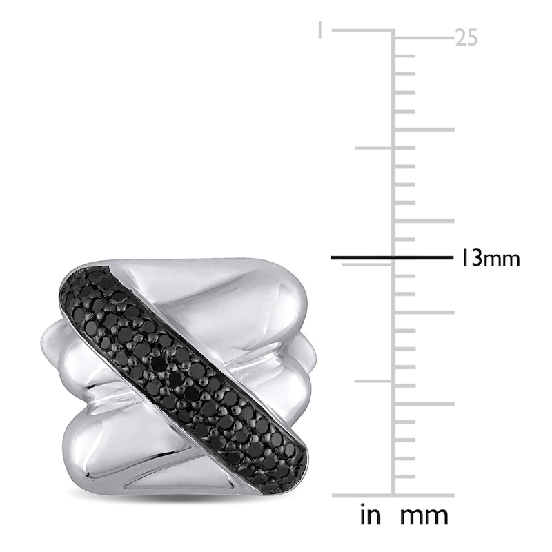 Main Image 2 of Y-Knot Men's Black Diamond Cuff Links 1/2 ct tw Round Sterling Silver