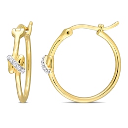 Y-Knot Diamond Hoop Earrings 1/20 ct tw Round 14K Yellow Gold