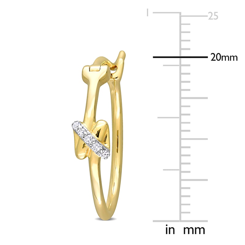 Main Image 2 of Y-Knot Diamond Hoop Earrings 1/20 ct tw Round 14K Yellow Gold