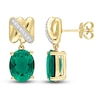 Thumbnail Image 1 of Y-Knot Lab-Created Emerald Earrings 1/15 Diamonds 14K Yellow Gold