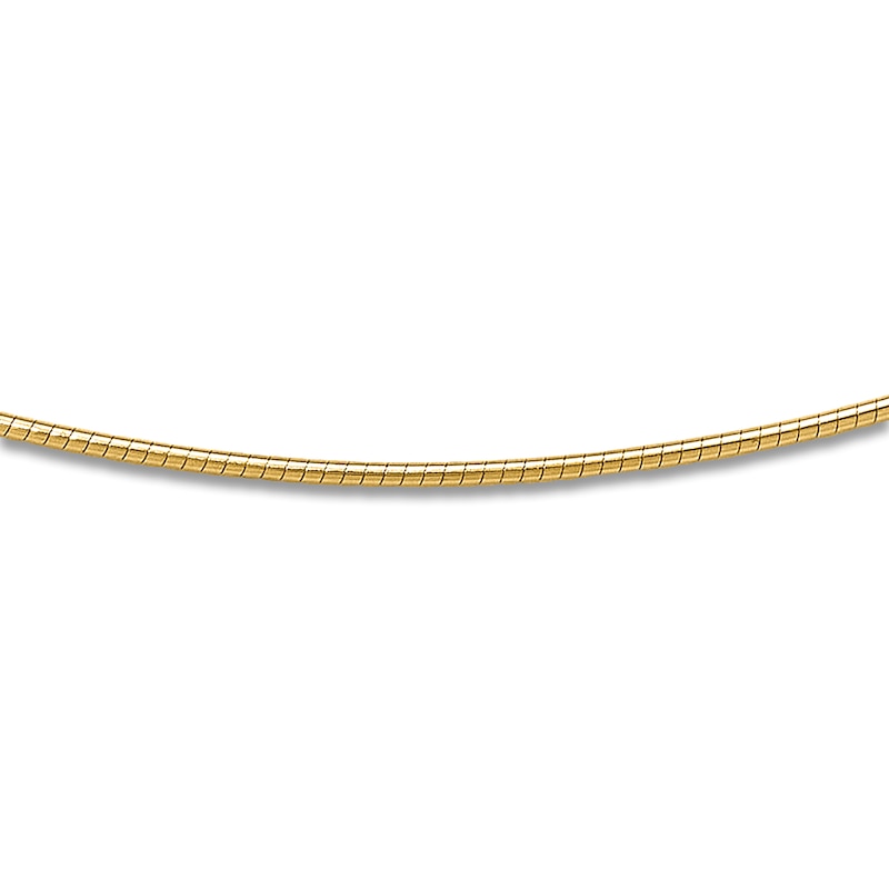 Domed Detachable Omega Necklace 14K Yellow Gold 18" 1mm