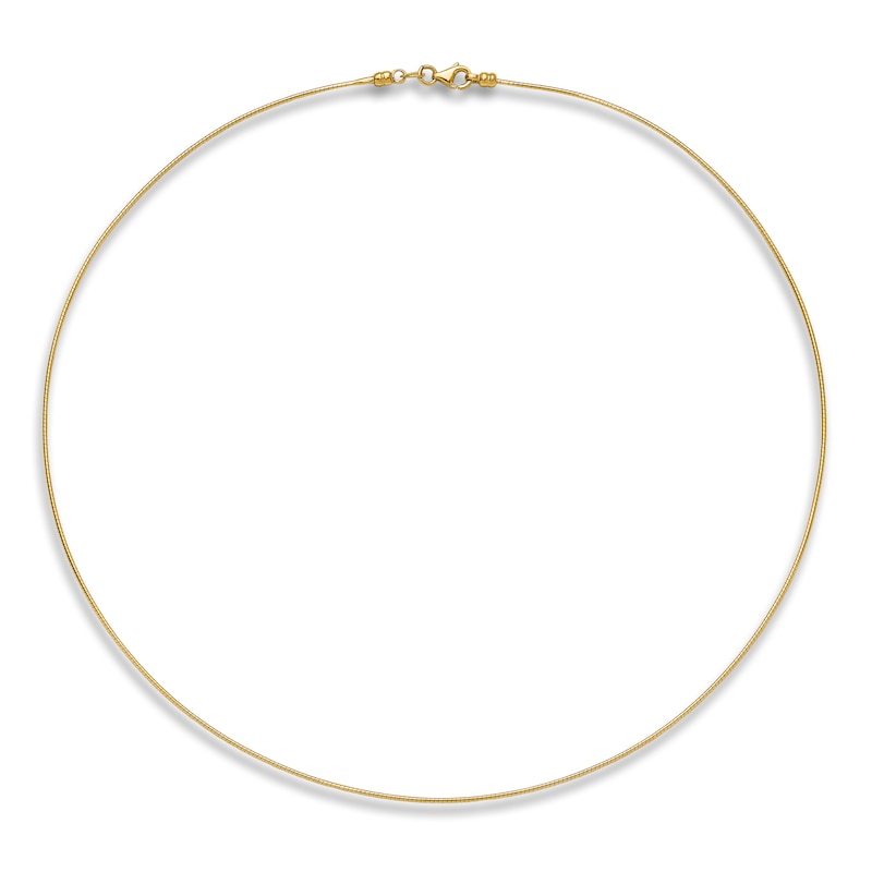 Domed Detachable Omega Necklace 14K Yellow Gold 18" 1mm
