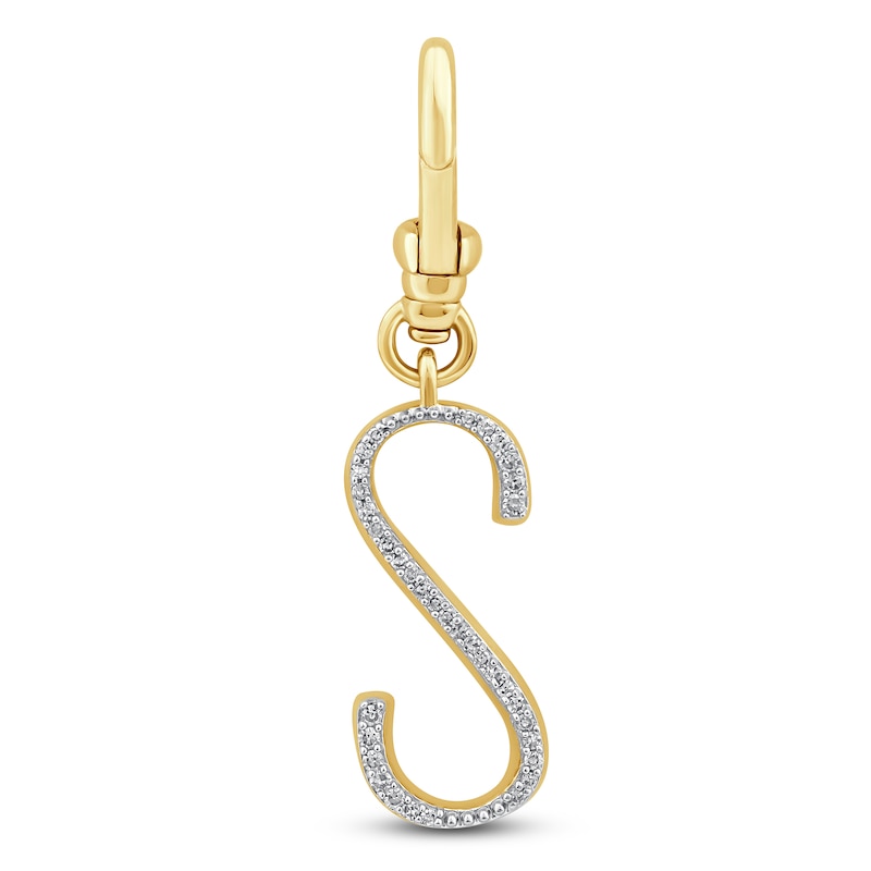 Main Image 1 of Charm'd by Lulu Frost Diamond Letter S Charm 1/15 ct tw Pavé Round 10K Yellow Gold