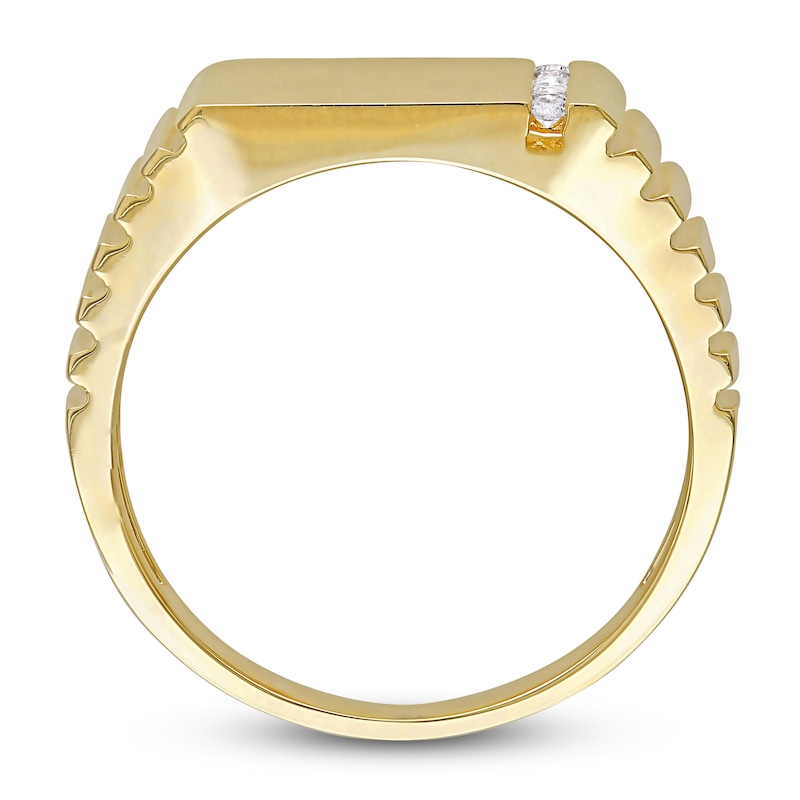 Main Image 3 of Men's Diamond Ring 1/10 ct tw Round 10K Yellow Gold