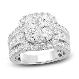 Diamond Engagement Ring 3 ct tw Round 14K White Gold