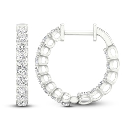 Lab-Created Diamond Inside-Out Hoop Earrings 1 ct tw 14K White Gold