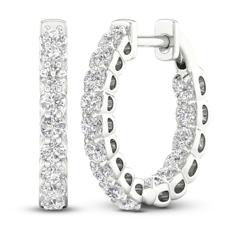 Main Image 2 of Lab-Created Diamond Inside-Out Hoop Earrings 1 ct tw 14K White Gold