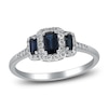 Thumbnail Image 0 of Natural Blue Sapphire & Diamond 3-Stone Ring 1/5 ct tw 14K White Gold