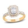 Thumbnail Image 2 of Round & Baguette-Cut Diamond Bridal Set 7/8 ct tw 14K Yellow Gold