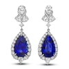 Thumbnail Image 1 of Natural Blue Sapphire Drop Earrings  2-3/4 ct tw Round/Pear 18K White Gold