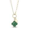 Thumbnail Image 1 of Shy Creation Natural Malachite & Diamond Clover Necklace 1/6 ct tw 14K Yellow Gold SC55023332V2