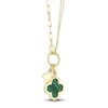 Thumbnail Image 3 of Shy Creation Natural Malachite & Diamond Clover Necklace 1/6 ct tw 14K Yellow Gold SC55023332V2