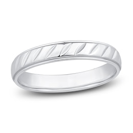 Men's High-Polish Beveled Wedding Band Platinum 3.4mm