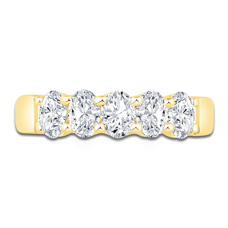 Main Image 3 of Oval-Cut Diamond 5-Stone Anniversary Band 1 ct tw 14K Yellow Gold