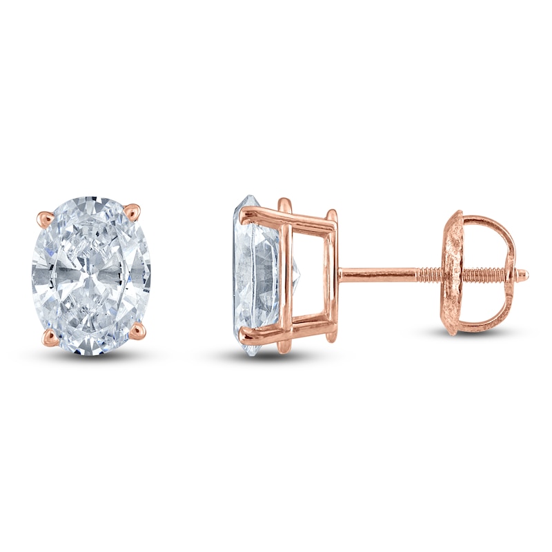 Oval-Cut Lab-Created Diamond Solitaire Stud Earrings ct tw 14K Rose Gold (F/SI2