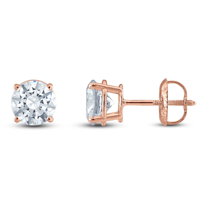 Round-Cut Lab-Created Diamond Solitaire Stud Earrings 1-1/4 ct tw 14K Rose Gold (F/SI2)