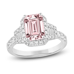 Radiant-Cut Pink & White Lab-Created Diamond Engagement Ring 2-3/4 ct tw 14K White Gold