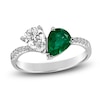 Thumbnail Image 1 of Pear-Shaped Diamond & Natural Emerald Engagement Ring 1/2 ct tw 14K White Gold