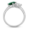 Thumbnail Image 2 of Pear-Shaped Diamond & Natural Emerald Engagement Ring 1/2 ct tw 14K White Gold