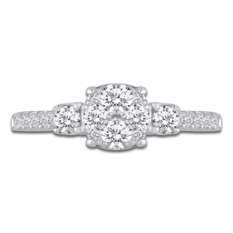 Multi-Diamond Center Engagement Ring 3/4 ct tw 14K White Gold