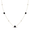 Thumbnail Image 0 of Natural Black Onyx Bead & Diamond Station Necklace 1/4 ct tw 14K Yellow Gold 24"